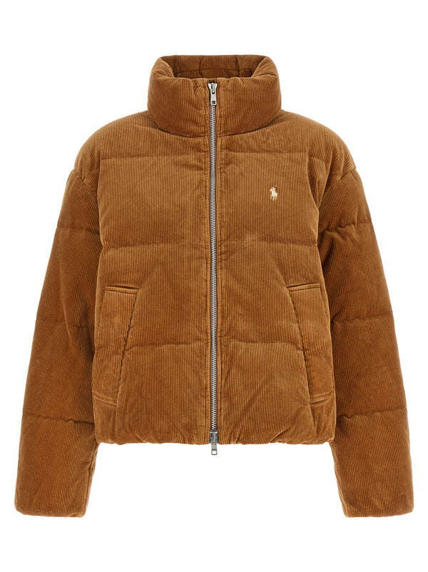 Corduroy Down Jacket Puffer Jackets Brown