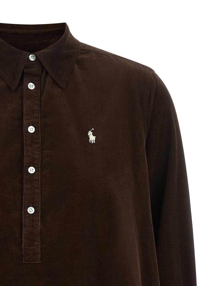 Polo Ralph Lauren Corduroy Dress With Embroidery Dresses - Brown | 600b05a93f14d94681fb35d466b98c855f13c17f
