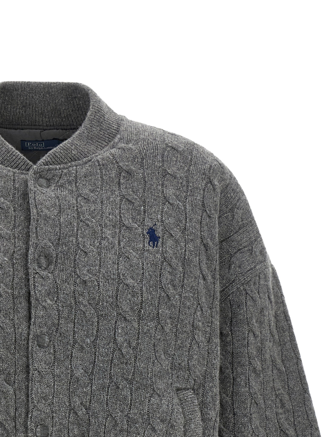 Polo Ralph Lauren Padded Knit Braided Bomber Jacket Puffer Jackets - Gray | 265bbee224257de048c48c4b25f92d1bafd67bc1