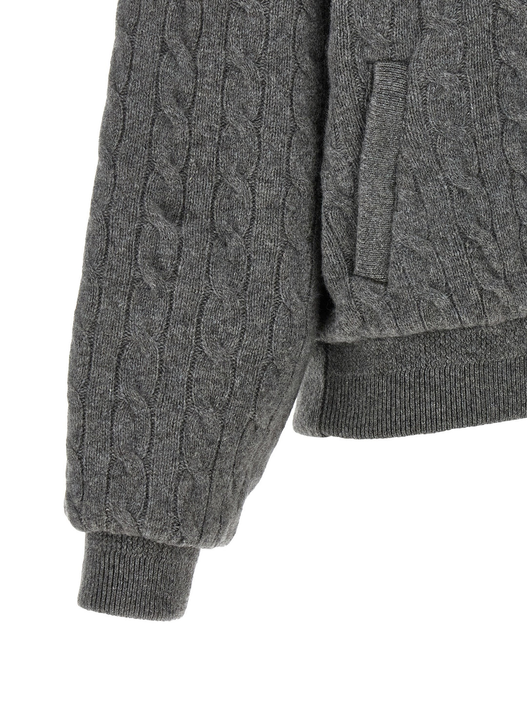Polo Ralph Lauren Padded Knit Braided Bomber Jacket Puffer Jackets - Gray | efa03209ab917ff14626df498075a978da41ffb8