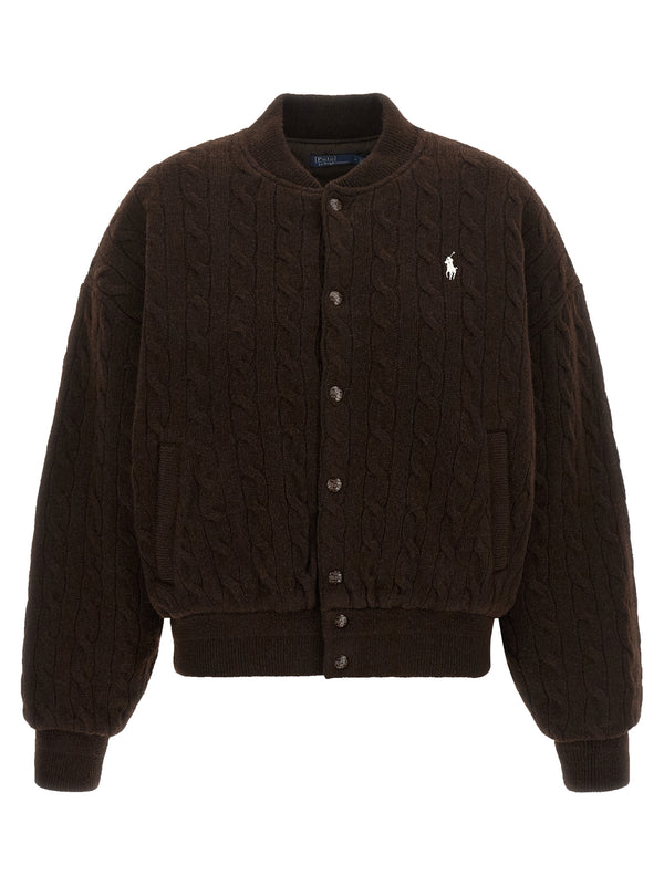Braided Bomber Jacket Puffer Jackets Brown