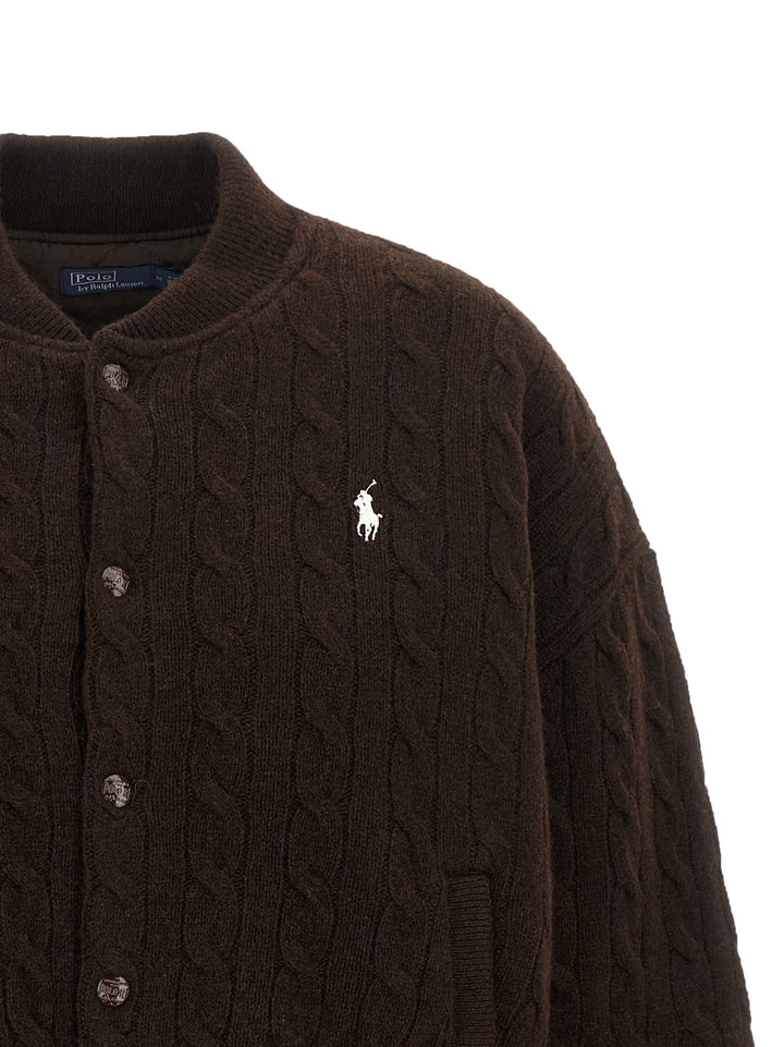 Polo Ralph Lauren Braided Bomber Jacket Puffer Jackets - Brown | 04d2ce42be8d265edf8430a8e422d567631e2bbc