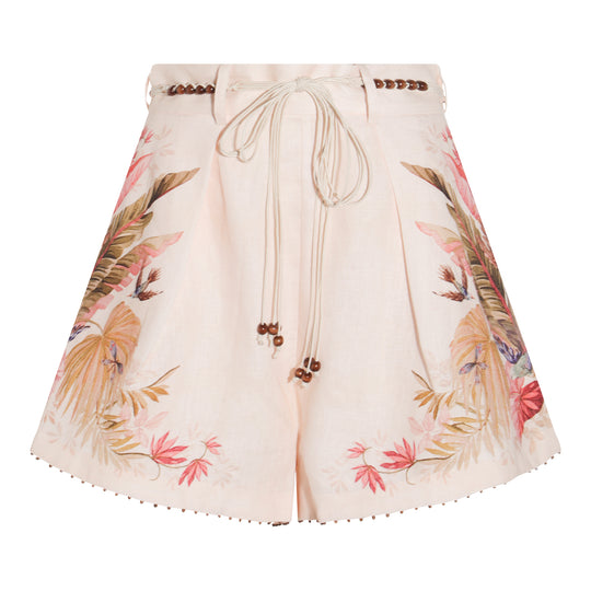 Shorts Cream Palm Floral
