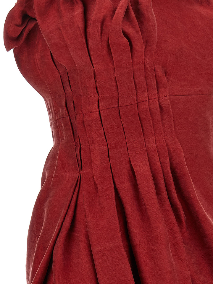 Magda Butrym Asymmetrical Dress With Pleats Dresses - Red | 1e92204560962fda3a43f8563f66db3424d7697b