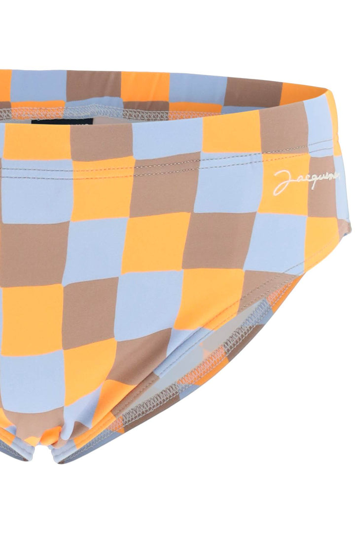 'Orange Damier' Swim Briefs