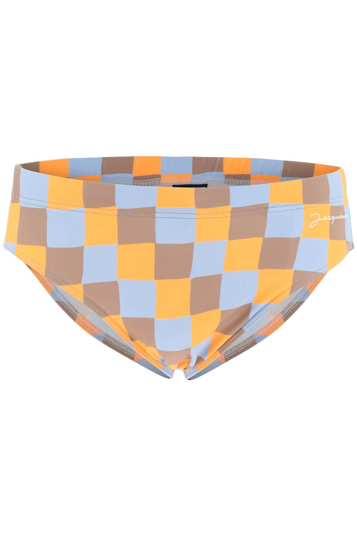 'Orange Damier' Swim Briefs