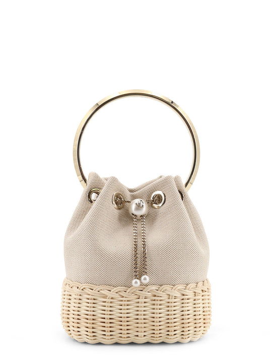 Bon Bon Raffia And Canvas Bucket Bag