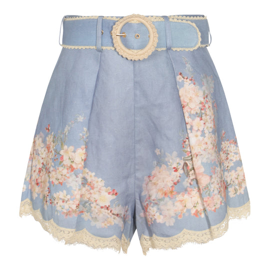 Shorts Teal Blue Botanical Floral