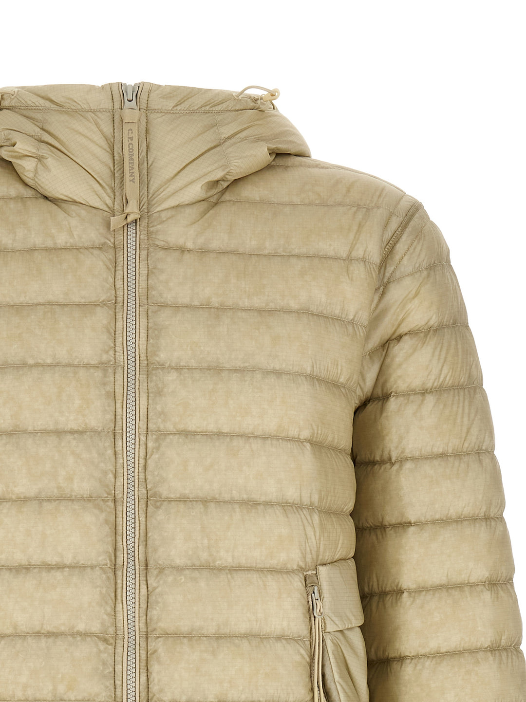C.P. Company Goggle Puffer Jackets - Beige | c79ef45c5b20fc3388107ce30af9d1ba02ddfc59
