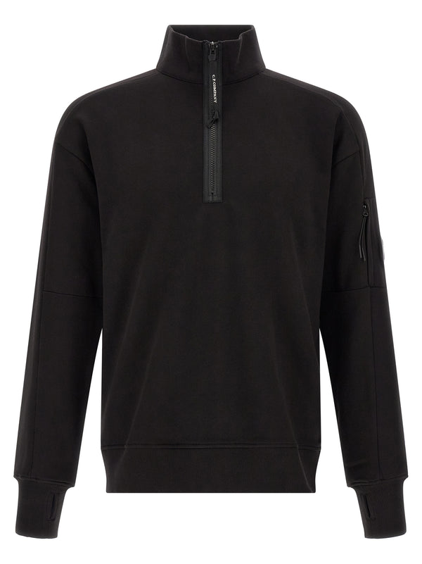 Diagonal Raised Fleece Sweatshirt Black