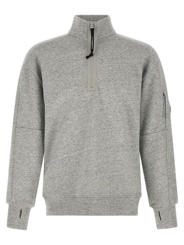 Diagonal Raised Fleece Sweatshirt Gray