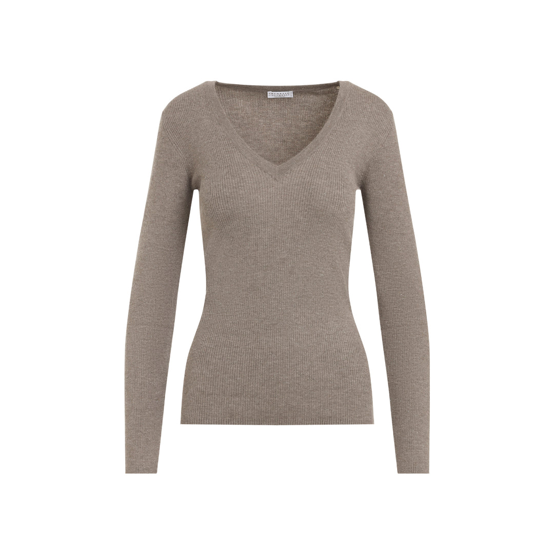 Brunello Cucinelli V neck - Brown | 30187fa0572971a4a77d4839f3c4a4dd372a0259