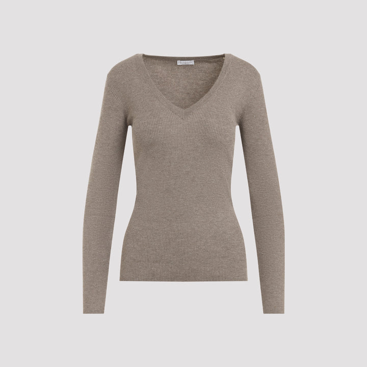 Brunello Cucinelli V neck - Brown | 47b1783d47db9f46fad6b667060580dfe8ee166d