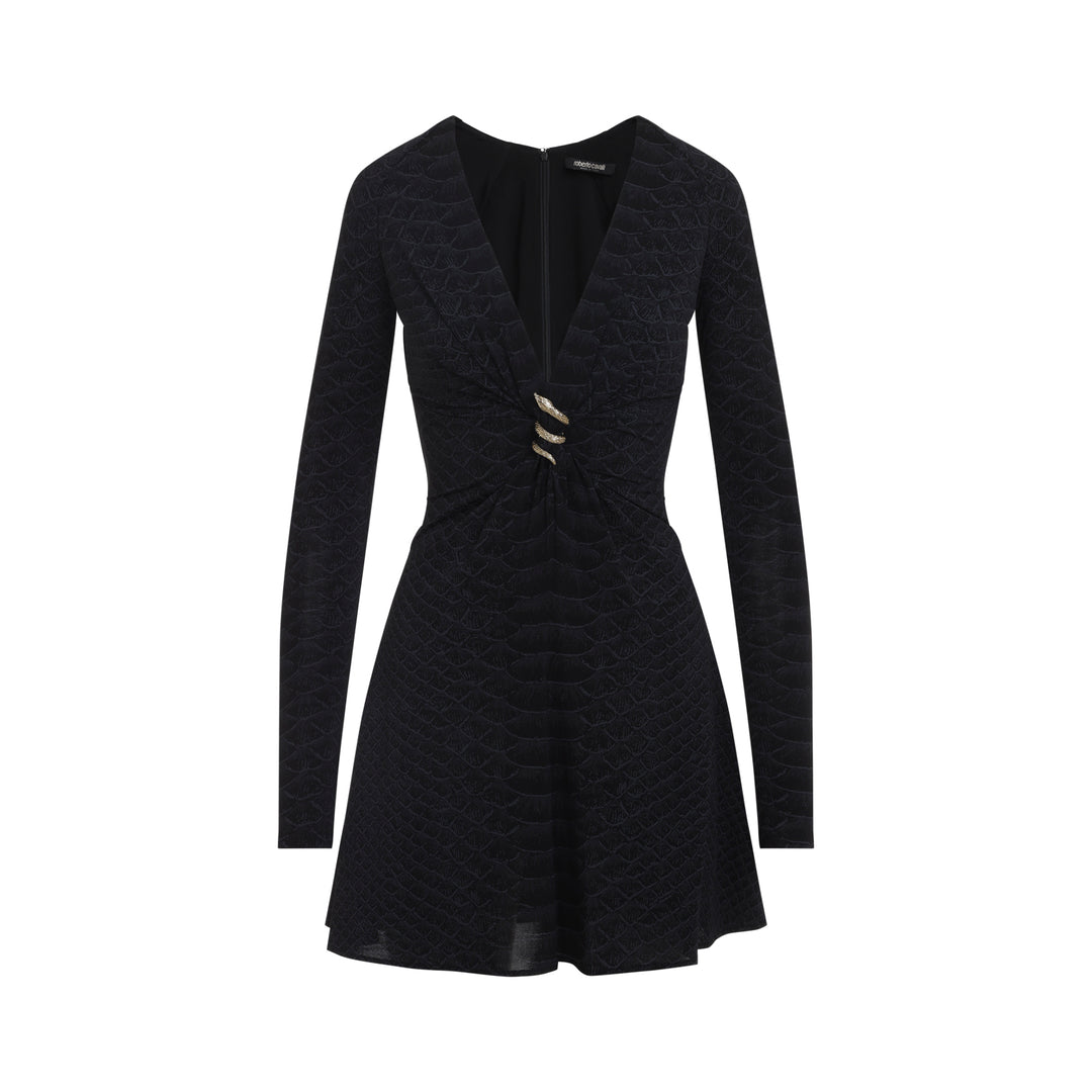 roberto cavalli short dress Roberto Cavalli Denim Patch Print Mini Dress