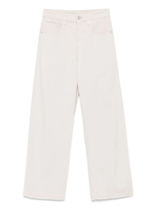 Stretch Dyed Denim Loose Barrel Jeans With Monili