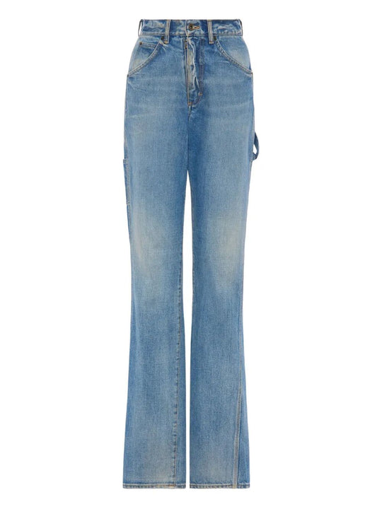Fading-Effect Denim Straight-Leg Jeans