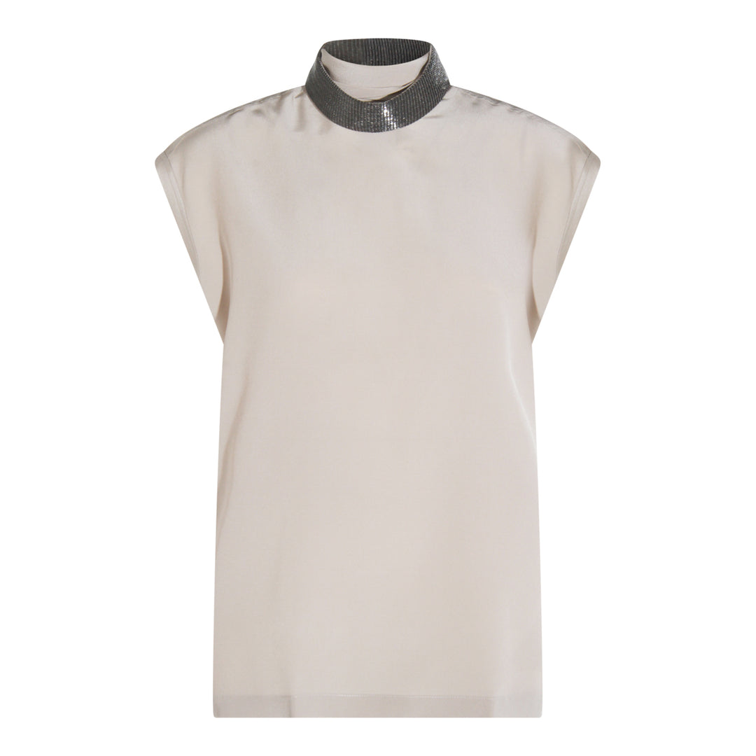 Brunello Cucinelli Top - SILVER BEIGE | bffdcf62241b544e755847efd1b269043df4048a