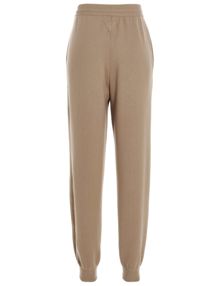 Prada Cashmere Blend Joggers Pants - Beige | eff91a25b90169c9cc782fd4b20d3884b52901ab