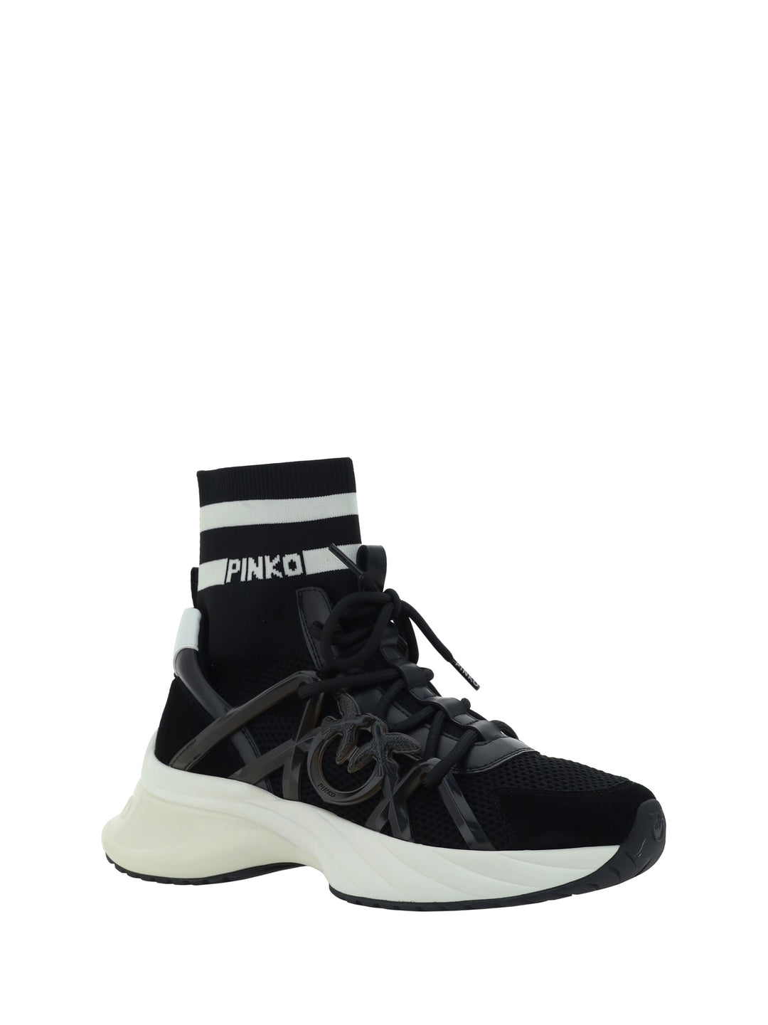 ARIEL 05 - MID SNEAKER KNIT/LEATHER BLAC