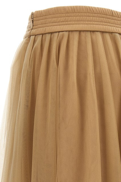 Tulle Midi Skirt Skirts Beige