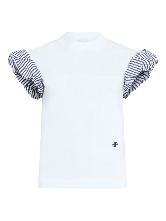Organic Cotton T-Shirt With Faille Sleeve Details