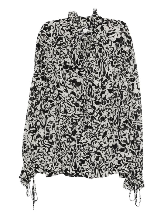 Catya Abstract-Print Shirt With Ruffled Collar