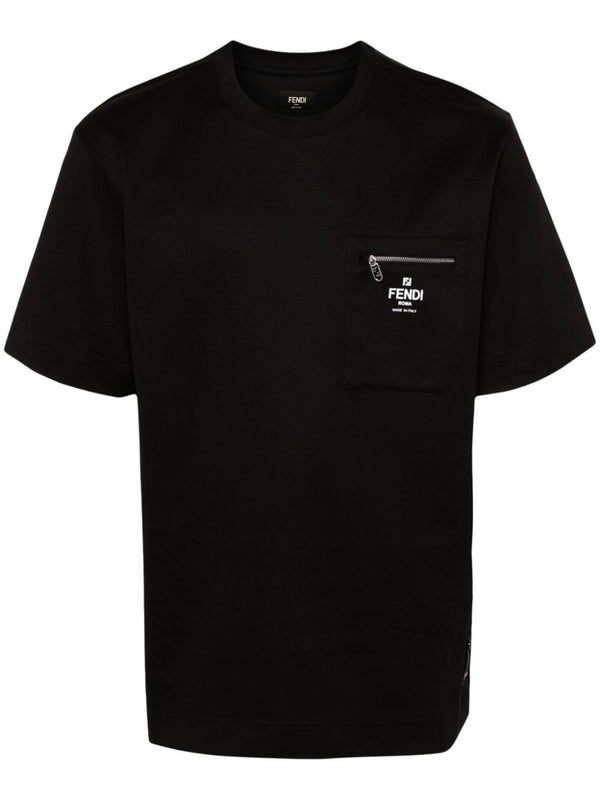 Zip-Detail Fendi Roma Cotton T-Shirt