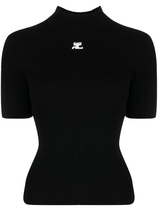 Reedition Short Sleeves Ribbed Knitted Sweater