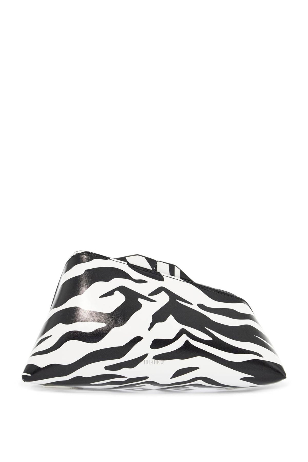 Black And White Zebra Print Calfskin Clutch With Zip