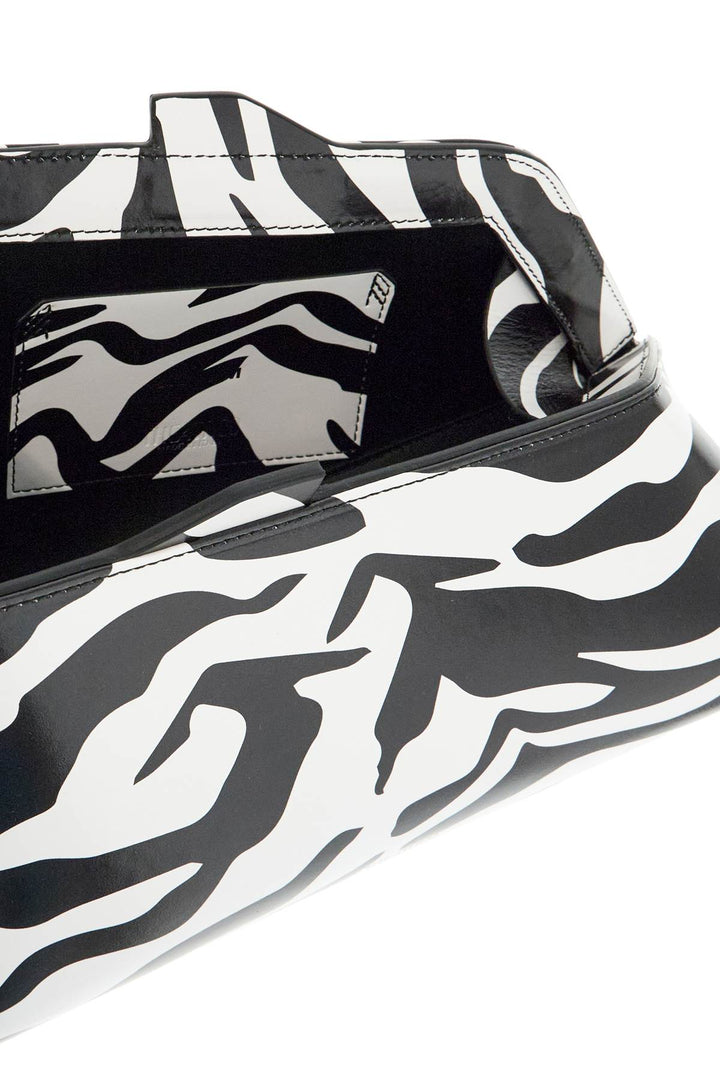 Black And White Zebra Print Calfskin Clutch With Zip