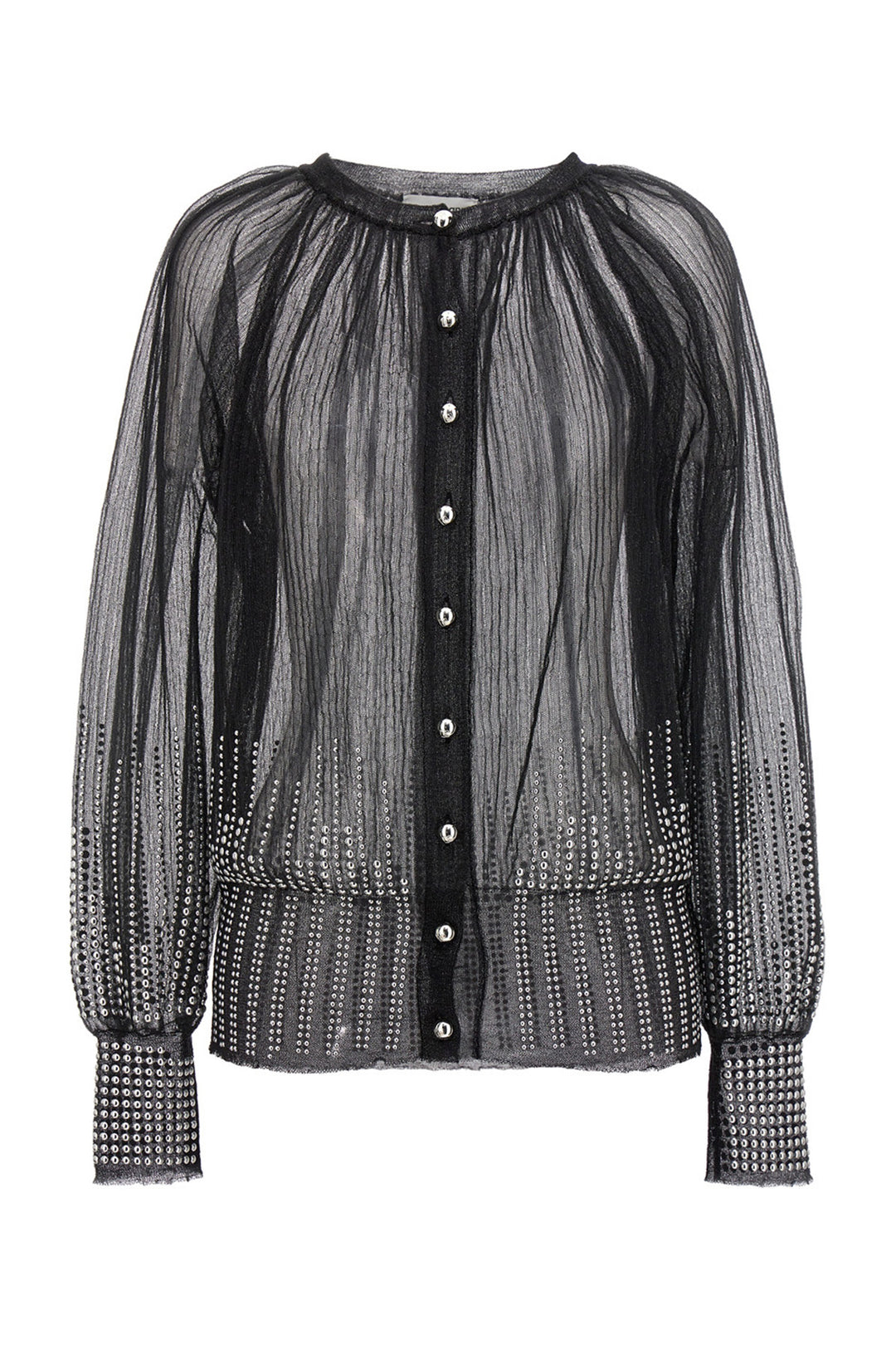 Mesh Studs Cardigan Sweater, Cardigans Black