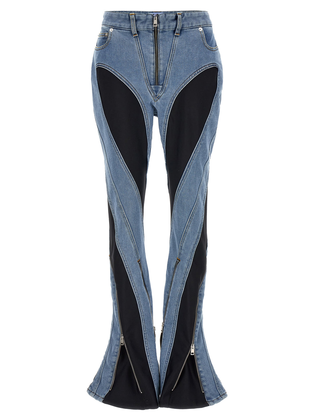 Zipped Bi-Material Jeans Multicolor