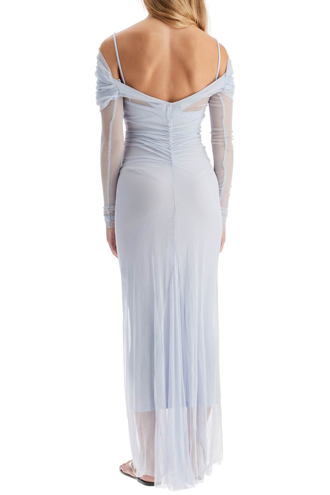 Maxi Abito Off Shoulder In Tulle Di Seta