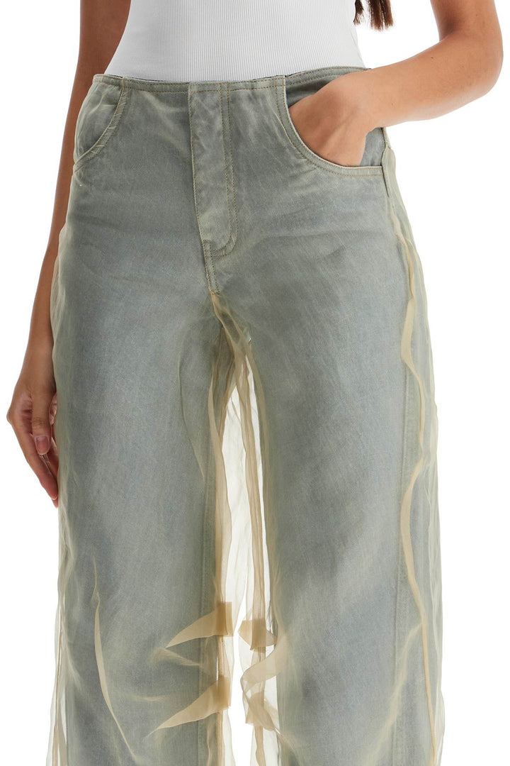 Jeans Con Strato In Organza Di Seta