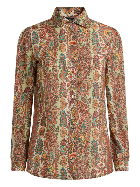 Paisley-Print Silk Blend Shirt