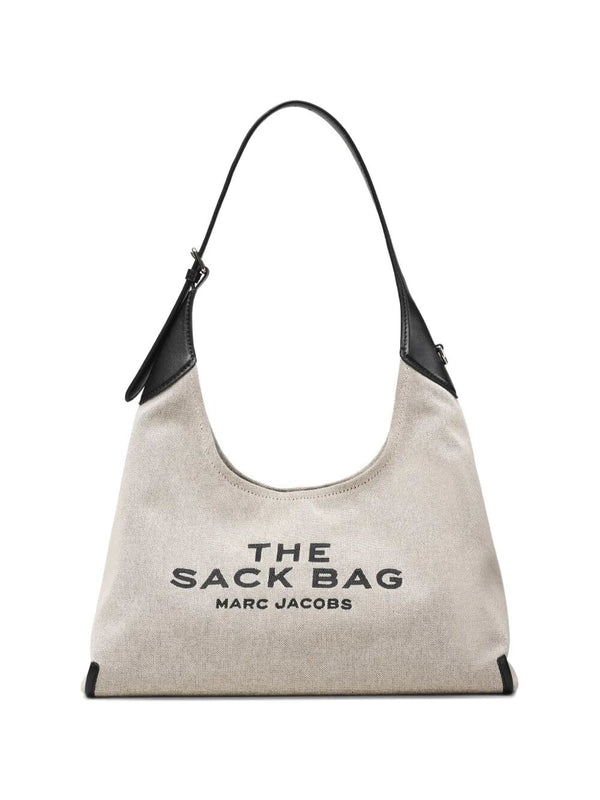 The Leather-Trim Canvas Belted Sack Bag