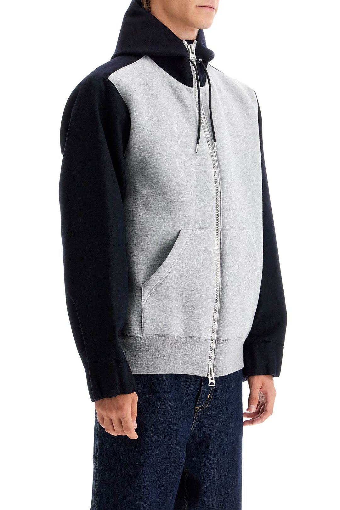 Bicolor Sweatshirt With Zip And Hood