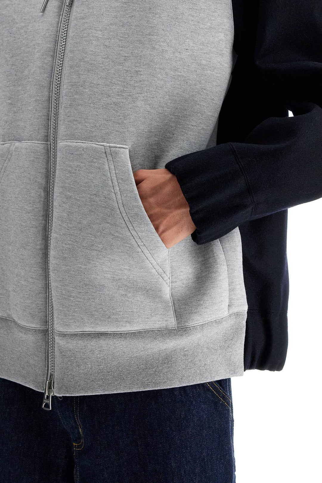 Bicolor Sweatshirt With Zip And Hood