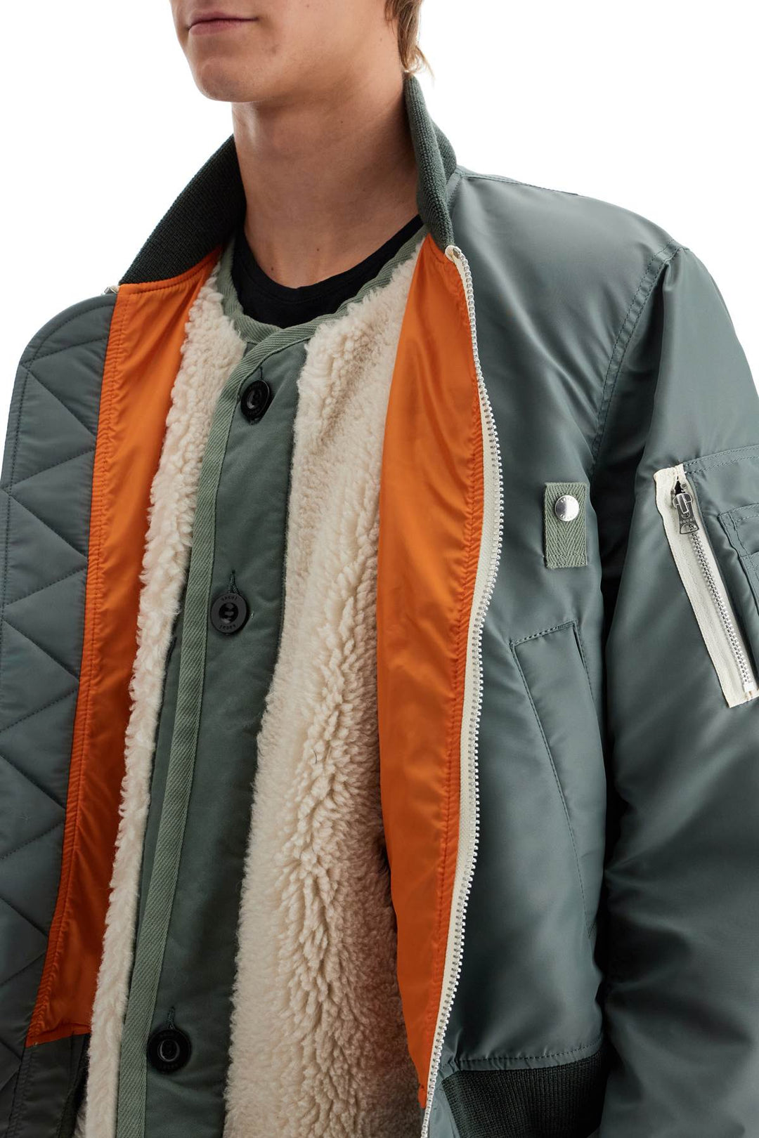 Layered Hybrid Bomber Jacket