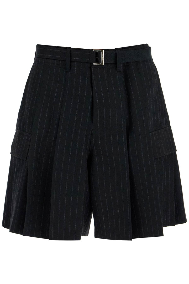 Striped Pleated Bermuda Shorts