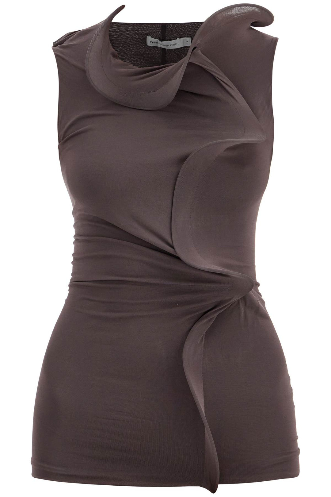 Smoke Gray Viscose Tank Top With Wide Neckline