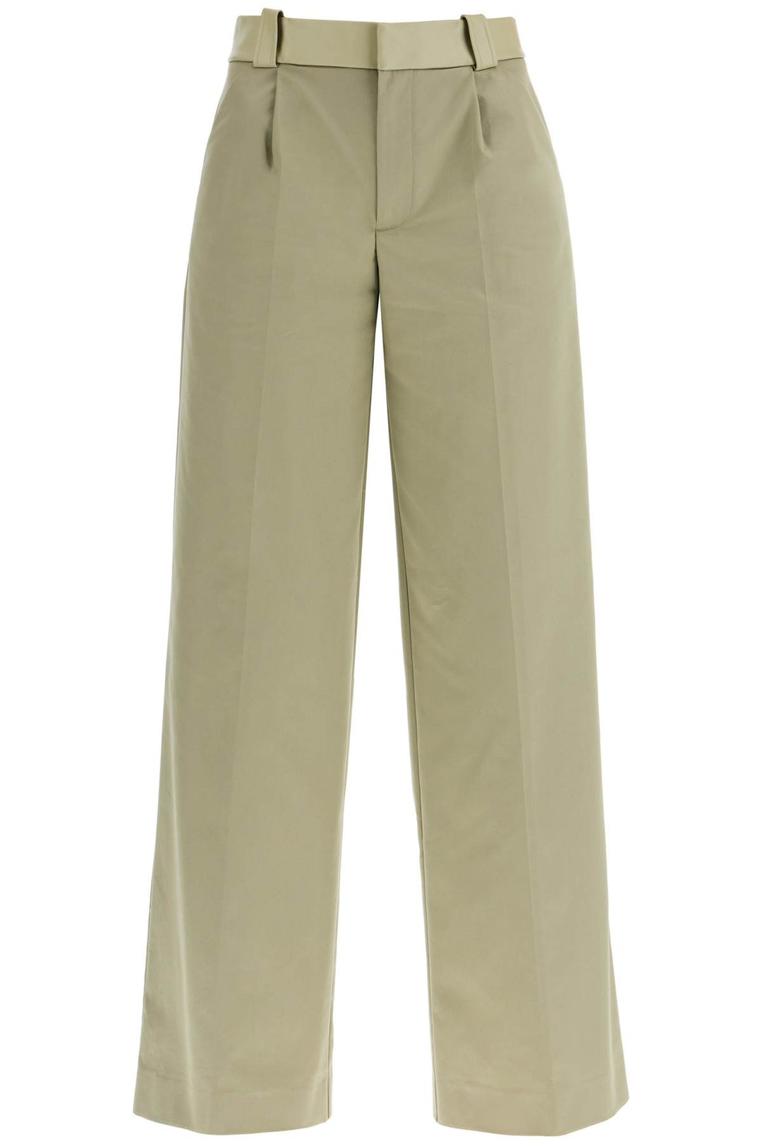 Wide Leg Green Linseed Cotton Trousers