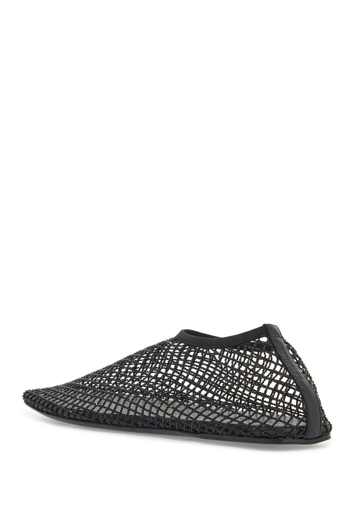 Mesh Ballerina Flats With Micro Crystals