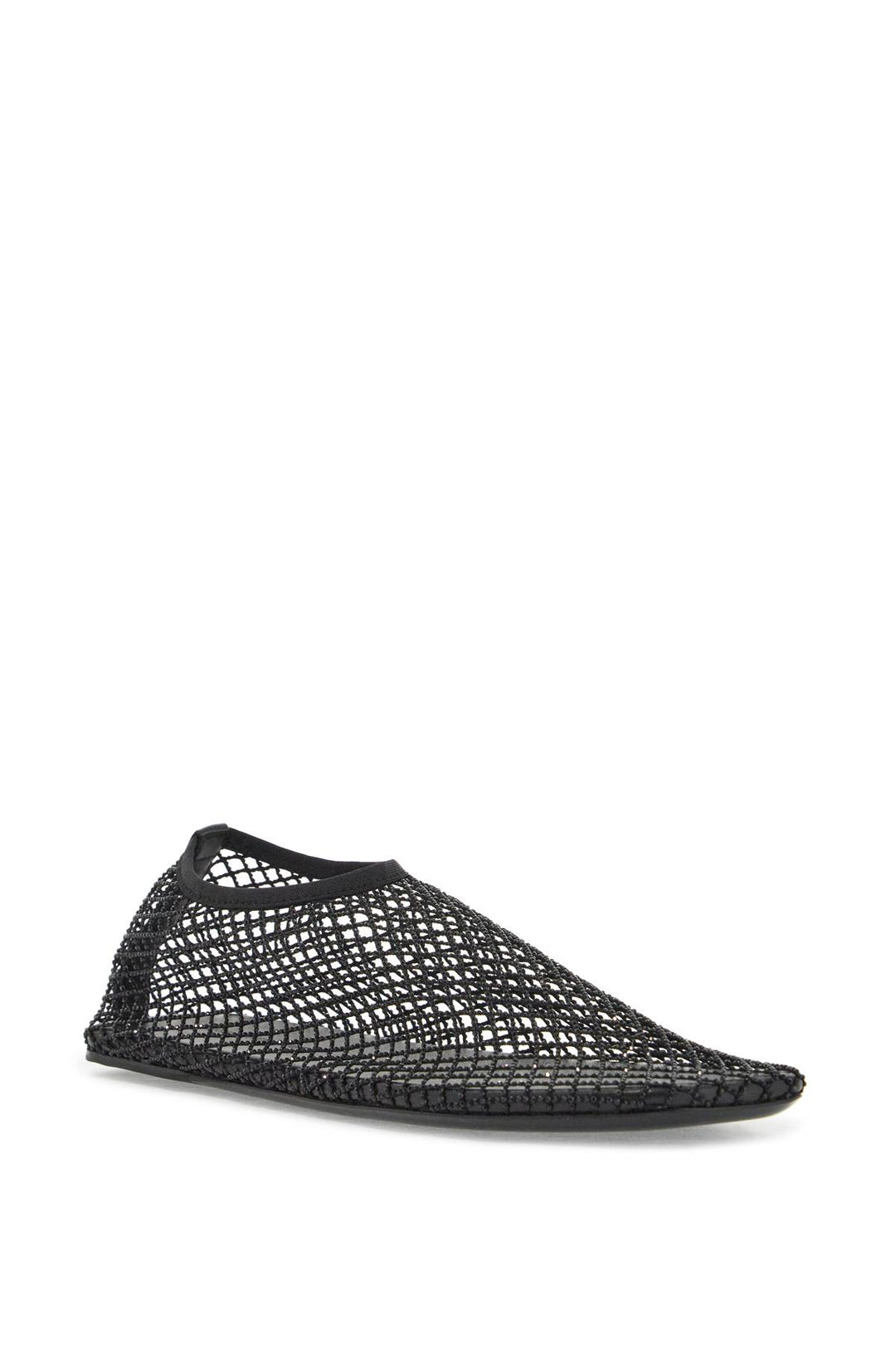 Mesh Ballerina Flats With Micro Crystals