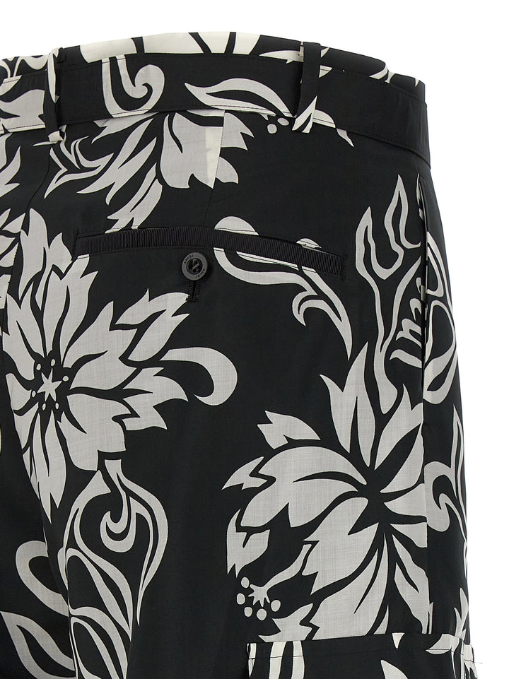 Sacai Floral Print Trousers Pants - White/Black | 65307f0e0cb6978d6e7d6e9bb41f77ea919b6acf