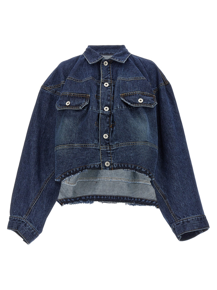 Cut-Out Denim Jacket Casual Jackets, Parka Blue