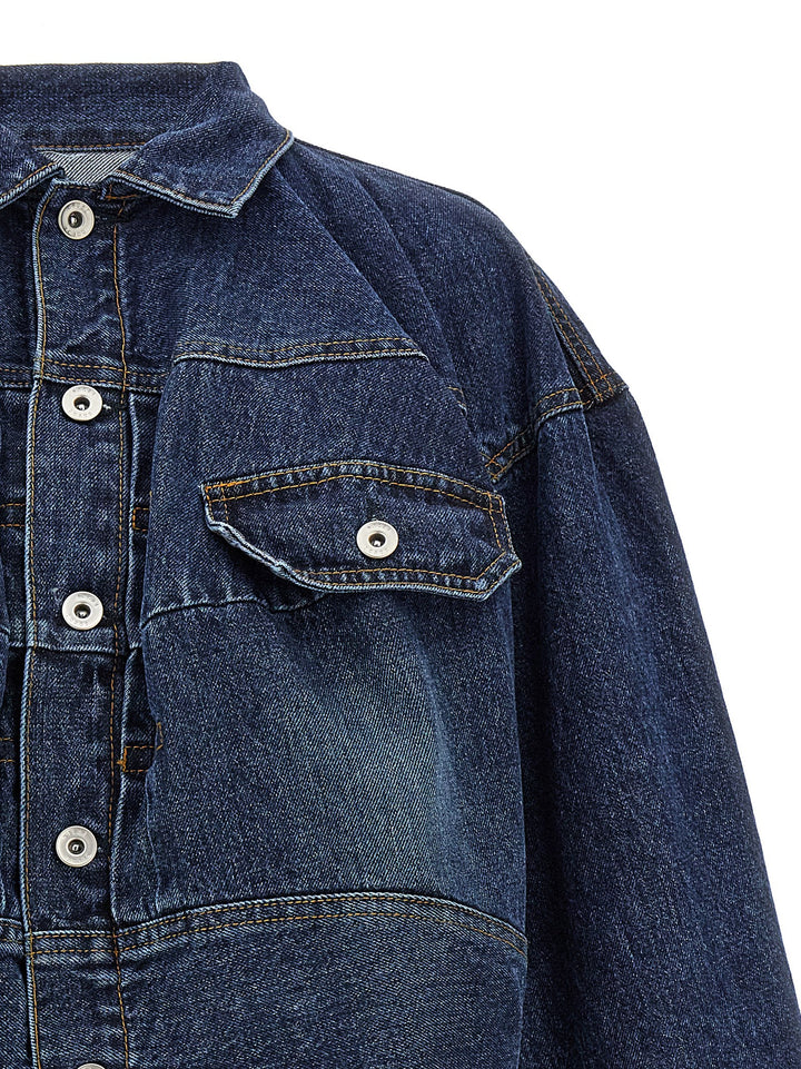 Cut-Out Denim Jacket Casual Jackets, Parka Blue