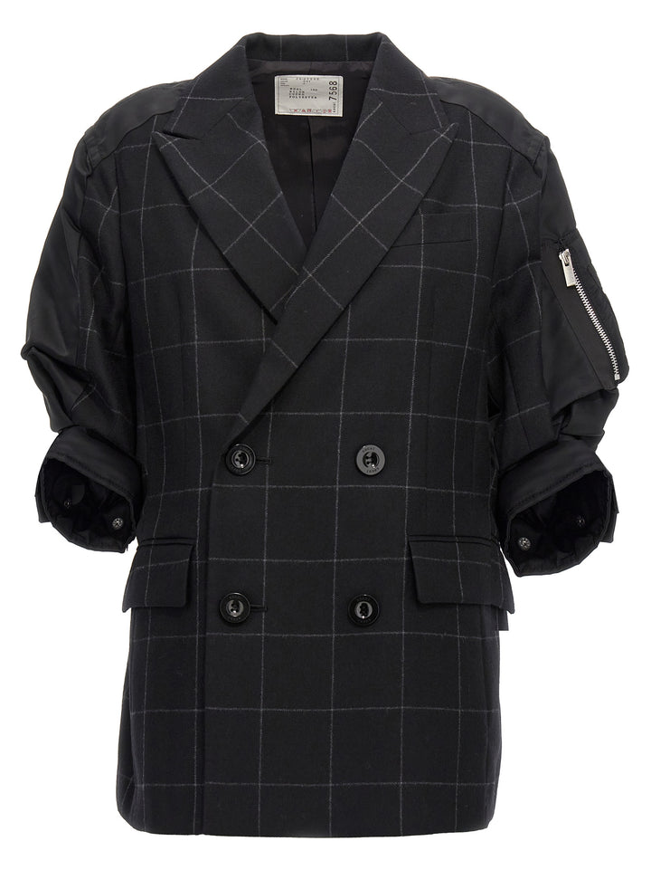 Windowpane Blazer And Suits Black