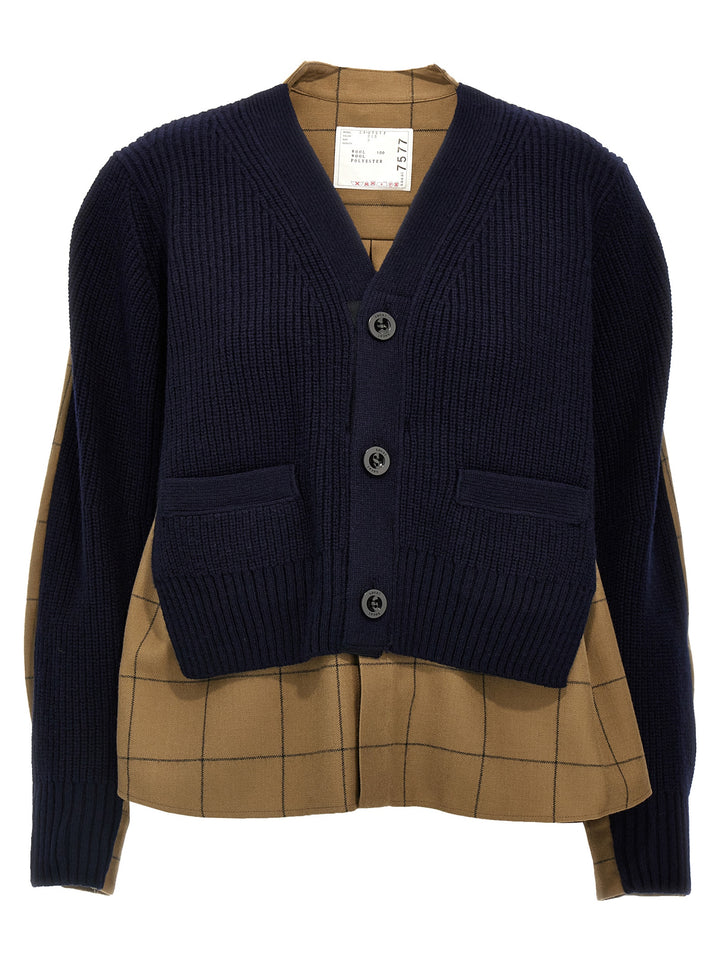 Windowpane Knit Sweater, Cardigans Multicolor