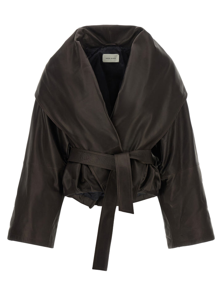 Magda Butrym Shawl Collar Leather Jacket Puffer Jackets - Brown | 5c30f74d13ef7e06d9eb55d3b3c7b2890d2fe8eb